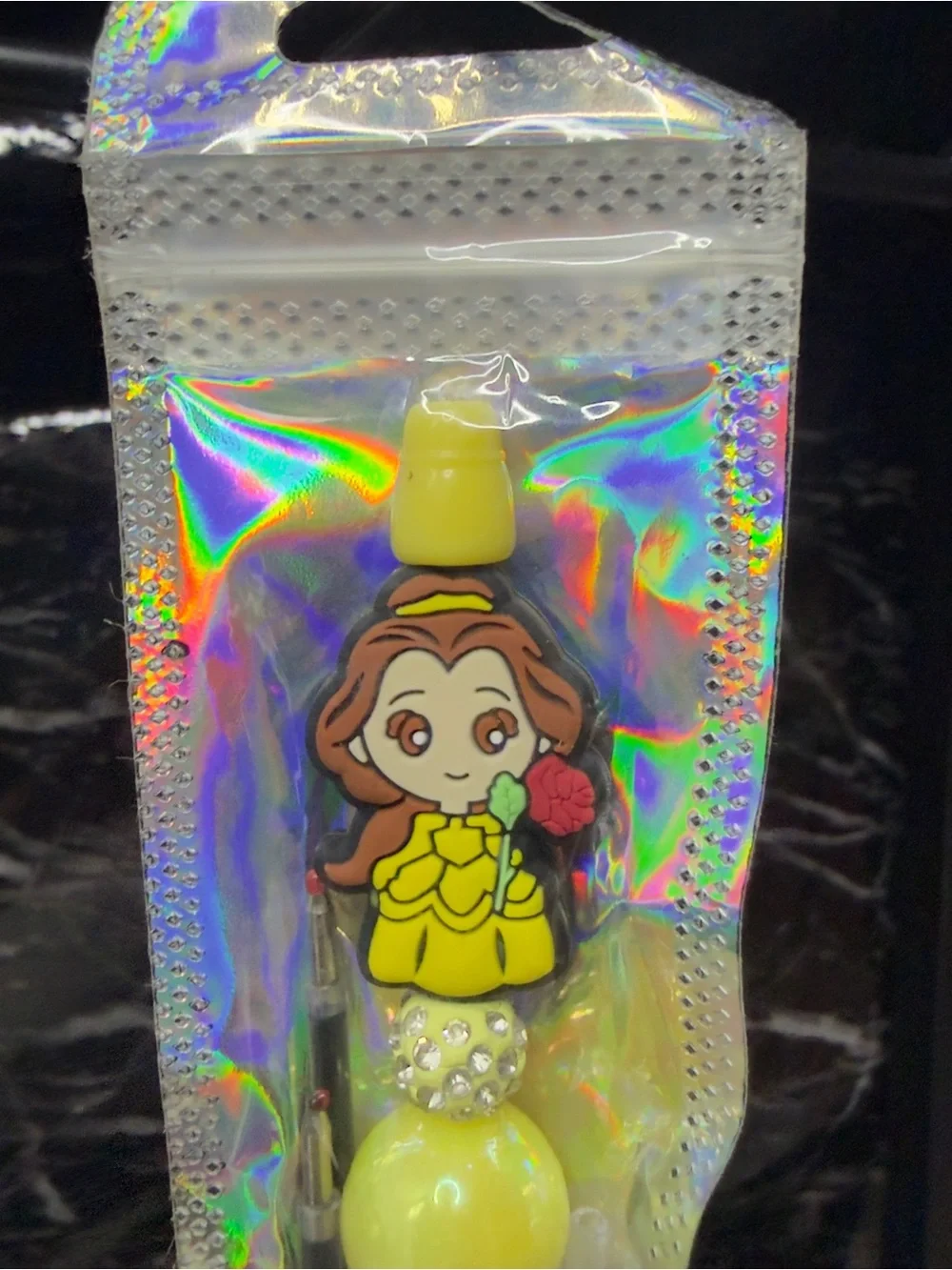 Belle from Beauty and the Beast Focal Bead Pen Black and Blue Ink